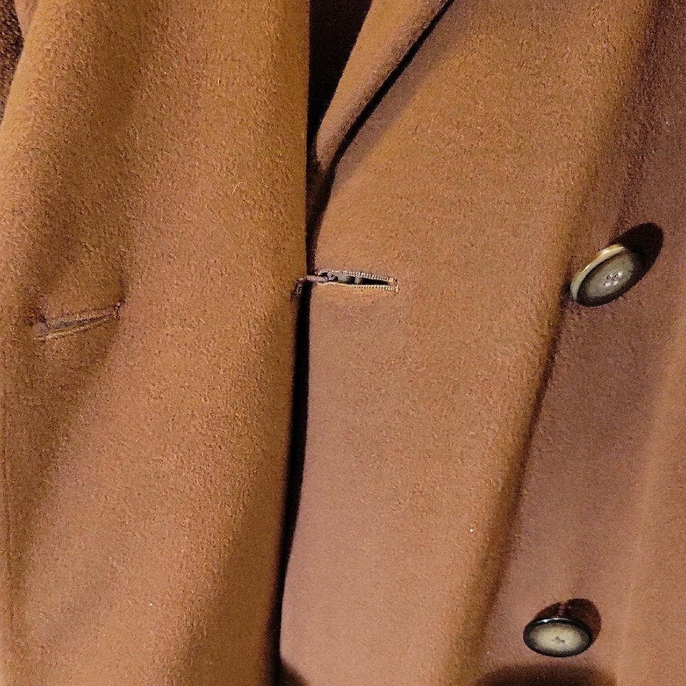 Saks Fifth Avenue Brown Cashmere Trench Coat, Sz 12 - Picture 7 of 12